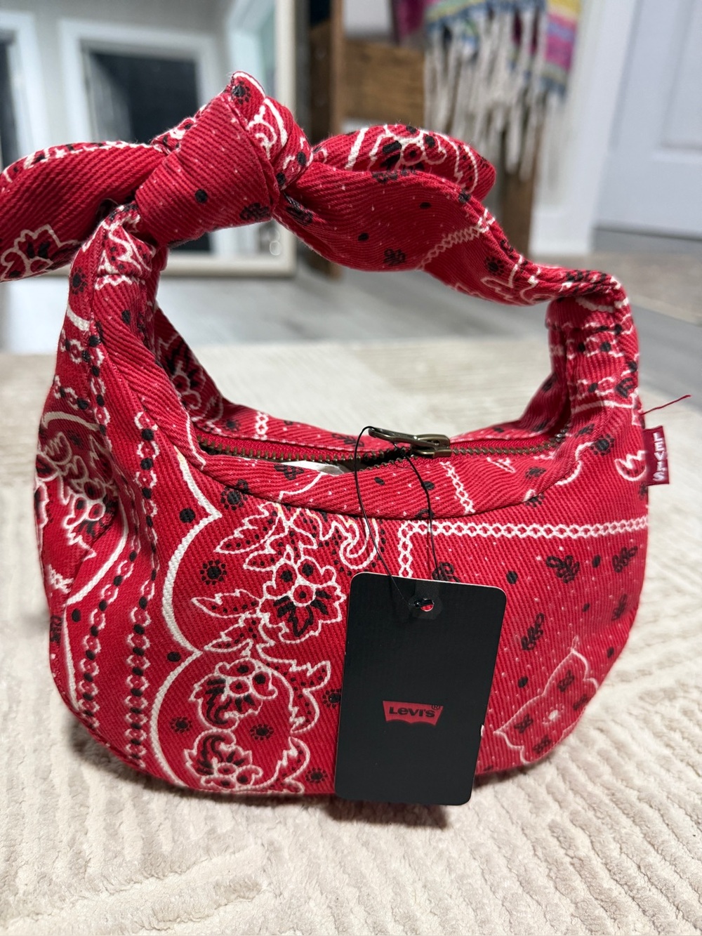 Levi's Red Bandana-Print Mini Knotted Handle Bag